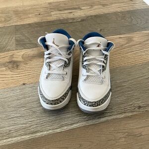 Jordan 3 White and Blue Sneakers
